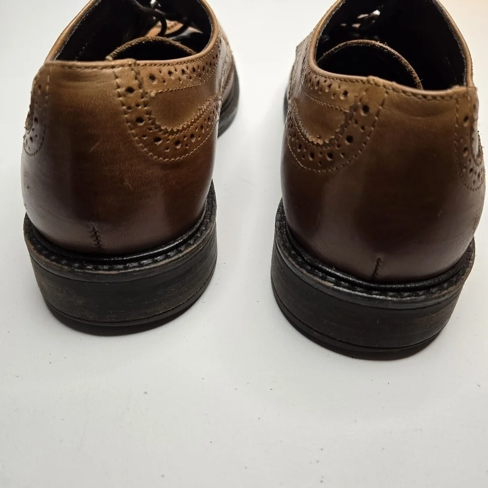 Alfani Men's Geoff Leather Brown Wingtip Oxford Dress Shoes Size 8 WPL 8046